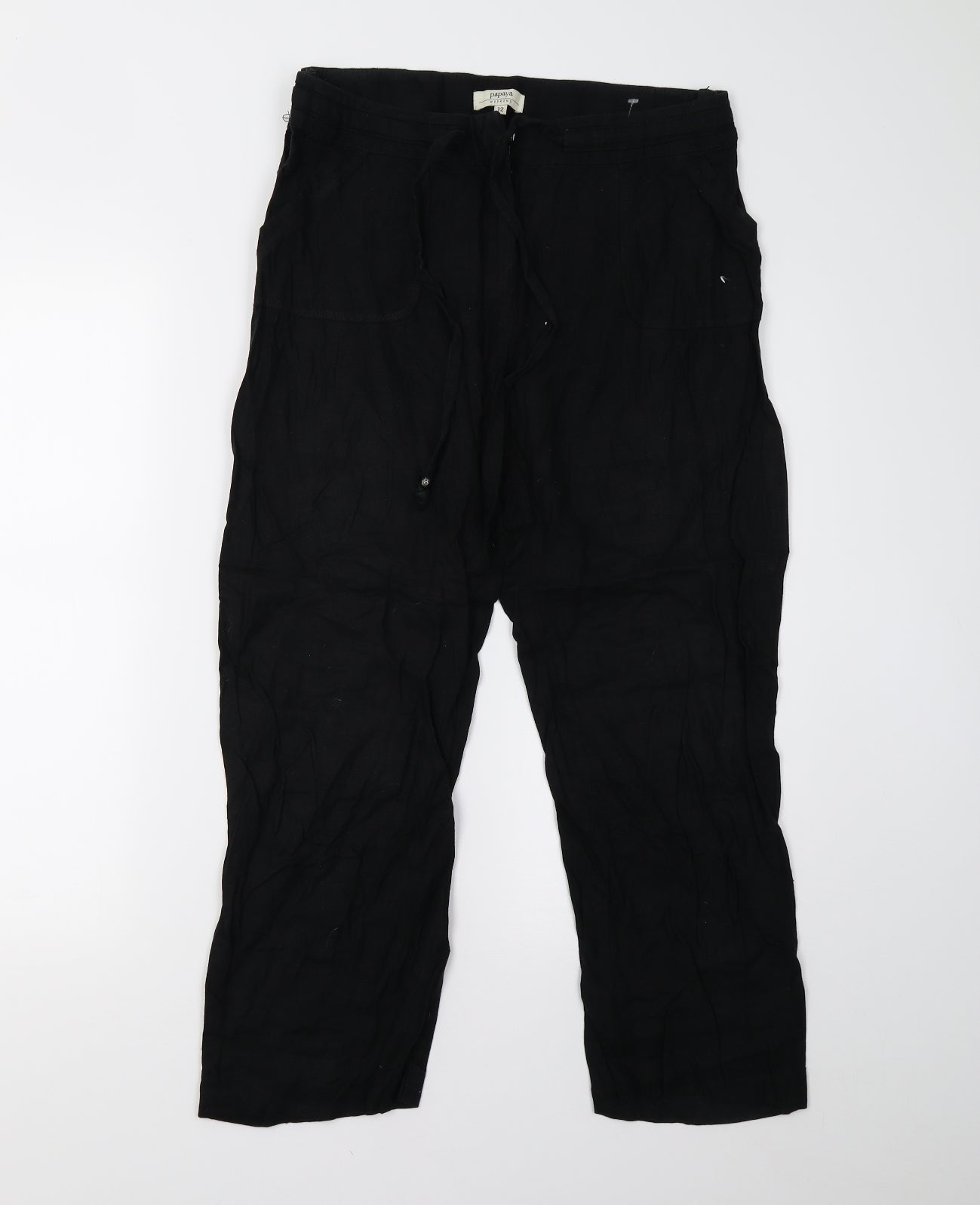 Papaya Womens Black   Trousers  Size 12 L26 in