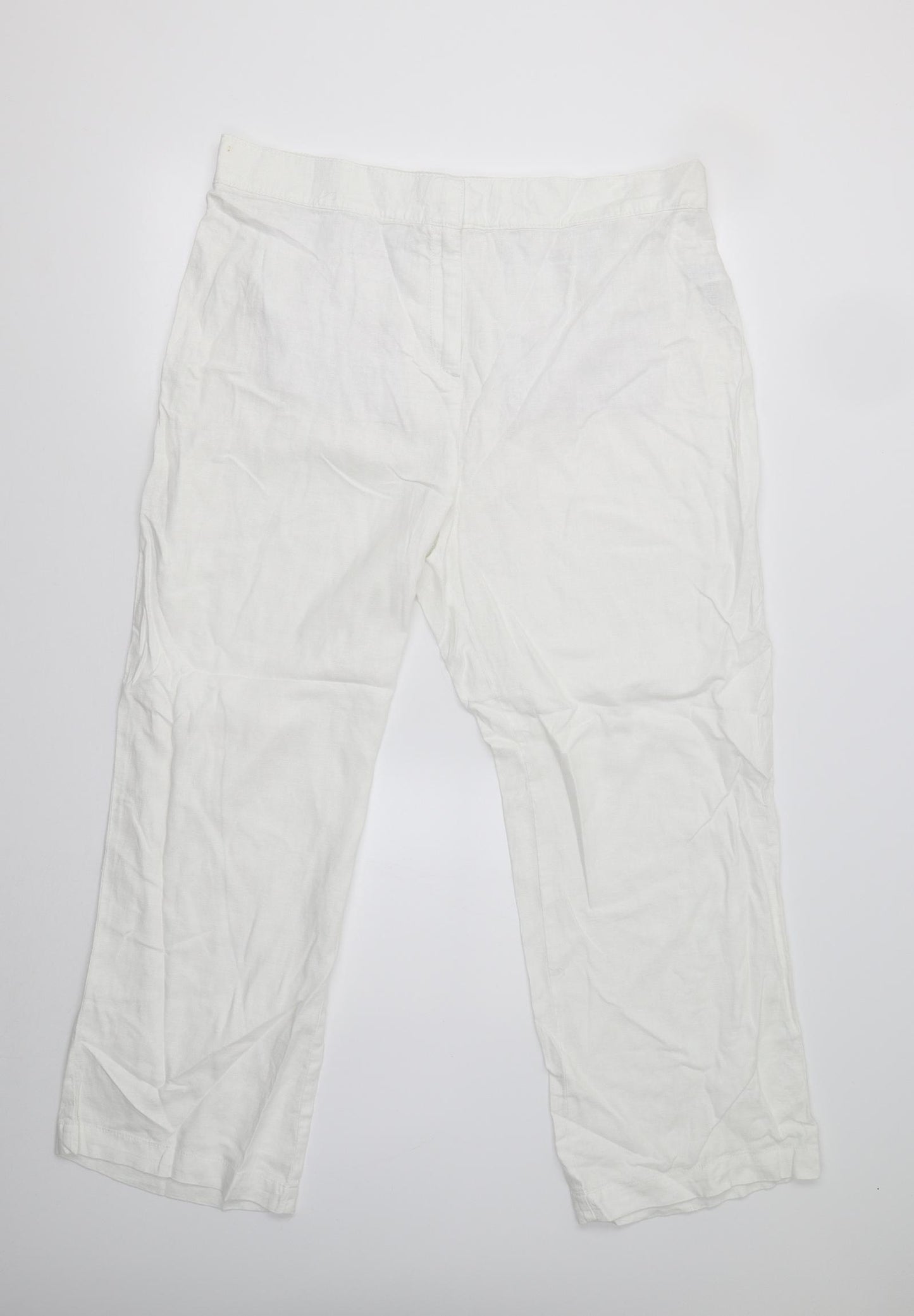 M&S Womens White   Trousers  Size 18 L27 in