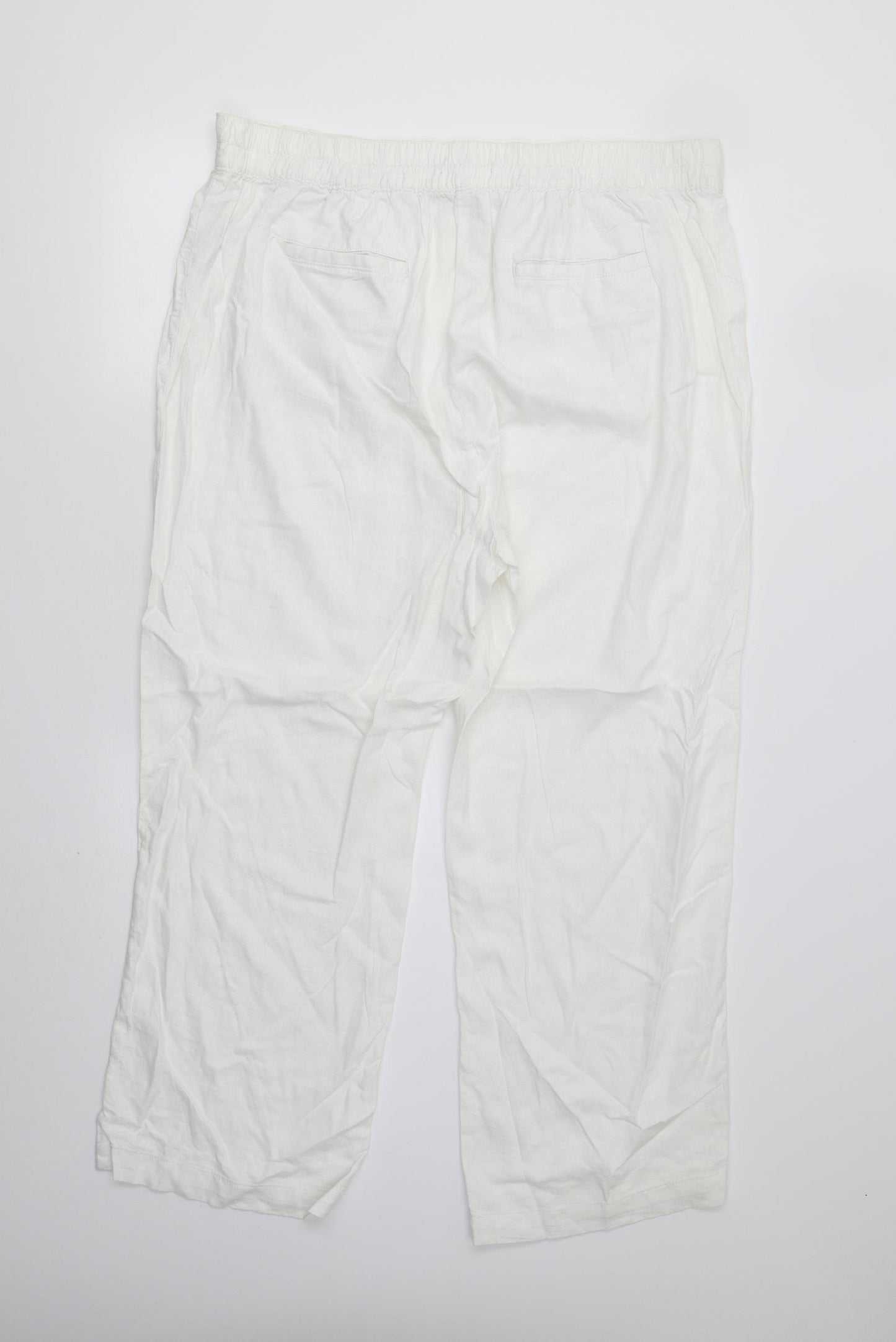 M&S Womens White   Trousers  Size 18 L27 in