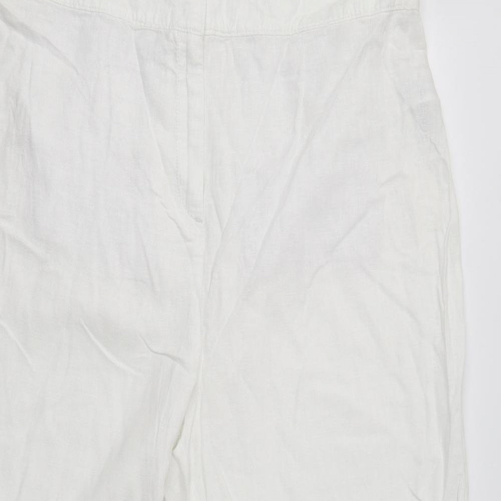 M&S Womens White   Trousers  Size 18 L27 in