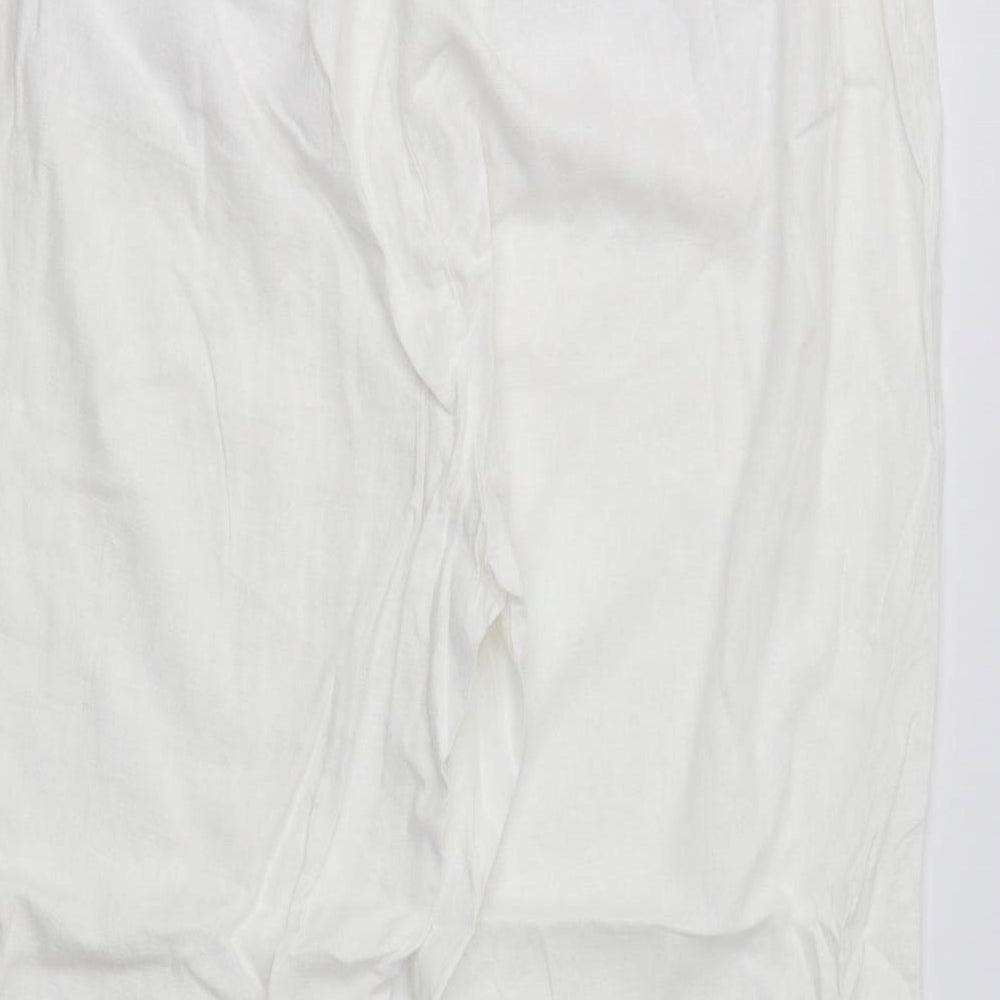 M&S Womens White   Trousers  Size 18 L27 in