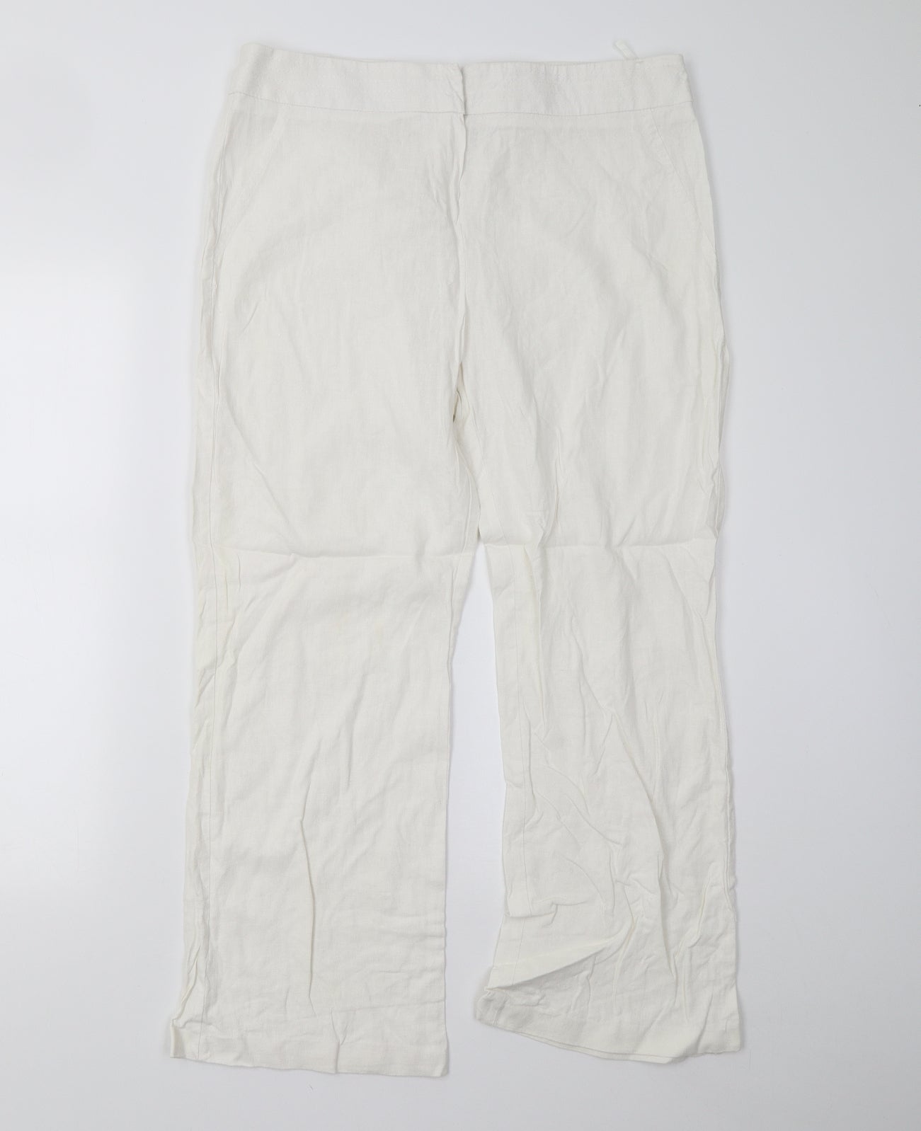 M&S Womens White   Trousers  Size 14 L26 in