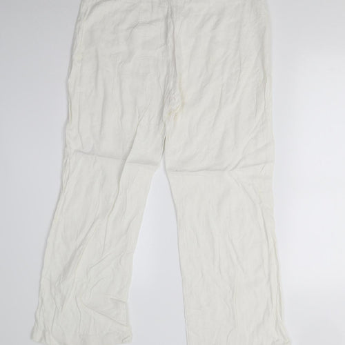M&S Womens White   Trousers  Size 14 L26 in