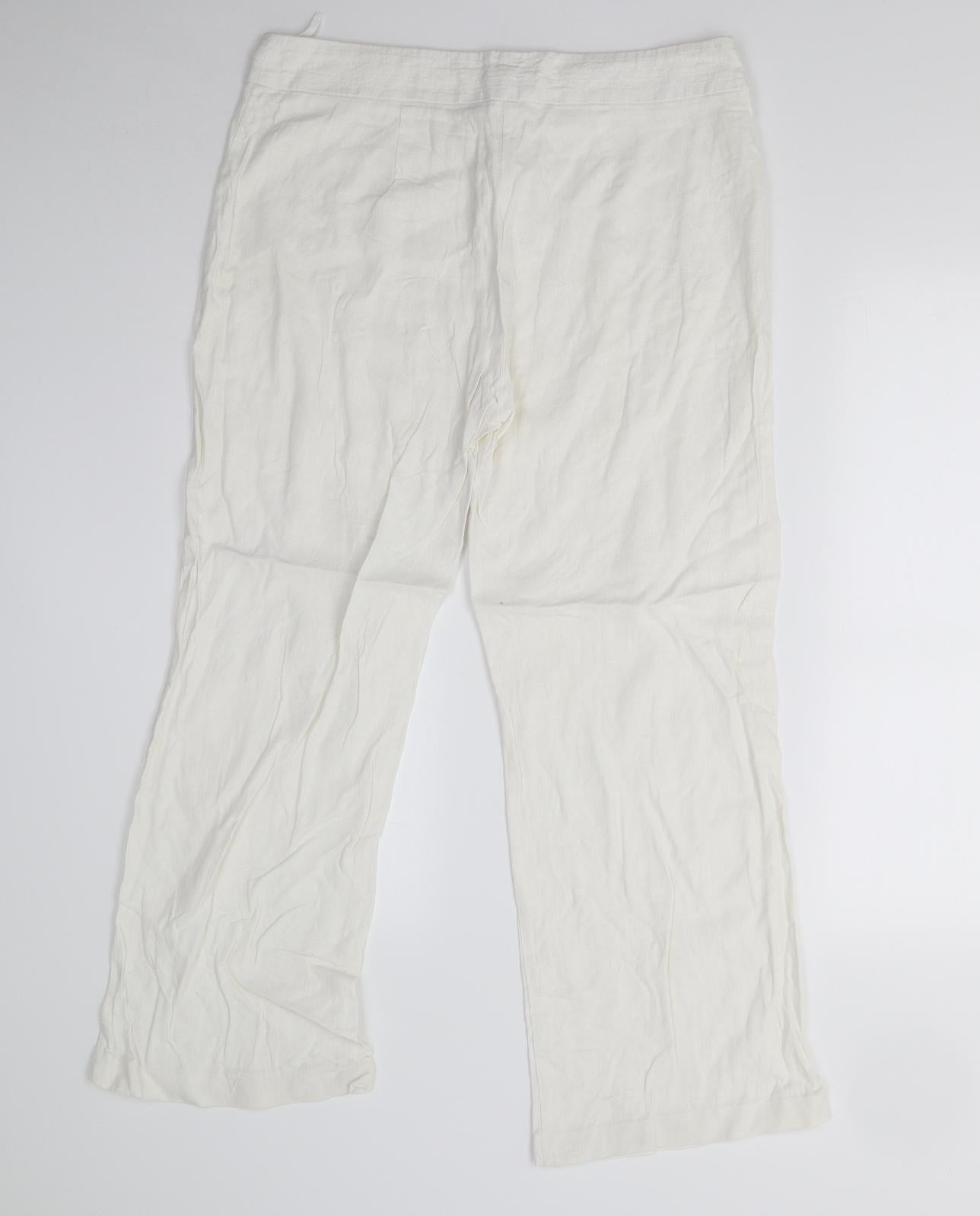 M&S Womens White   Trousers  Size 14 L26 in