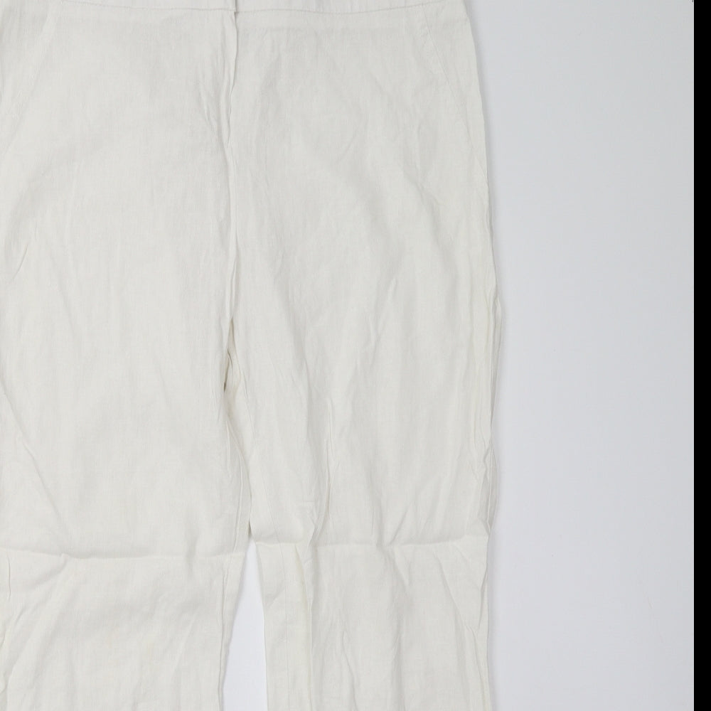M&S Womens White   Trousers  Size 14 L26 in