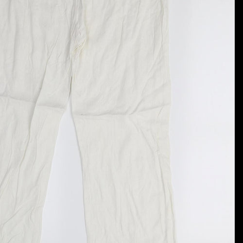 M&S Womens White   Trousers  Size 14 L26 in