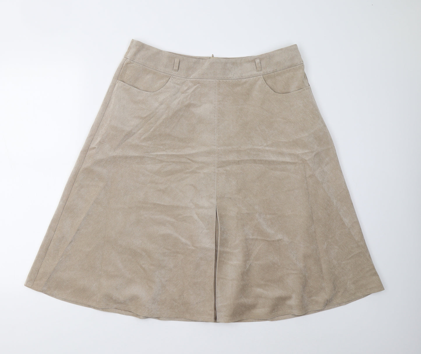 CC Petite Womens Beige  Corduroy A-Line Skirt Size 14