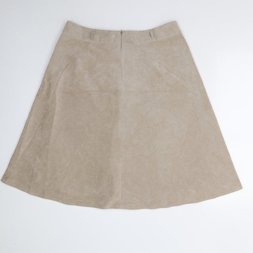 CC Petite Womens Beige  Corduroy A-Line Skirt Size 14