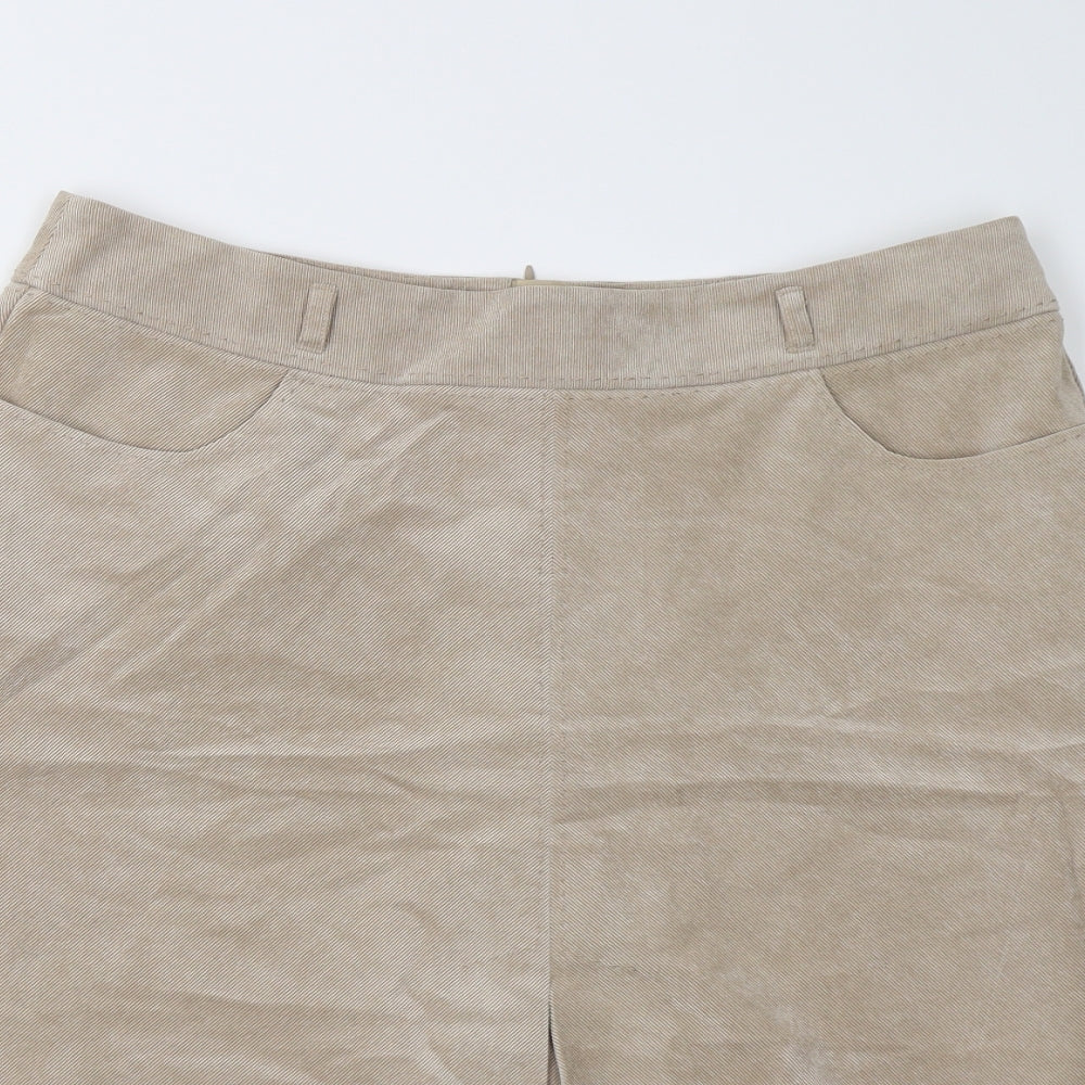 CC Petite Womens Beige  Corduroy A-Line Skirt Size 14
