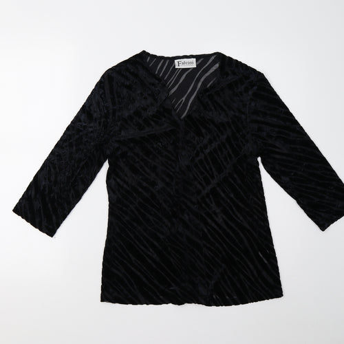 Falcini Womens Black Animal Print  Basic Blouse Size 10