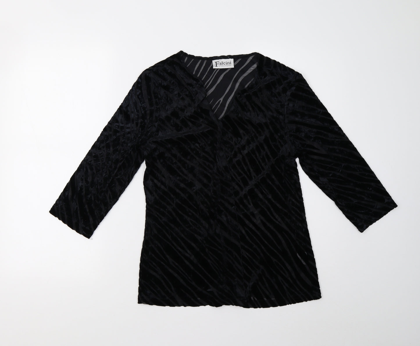 Falcini Womens Black Animal Print  Basic Blouse Size 10