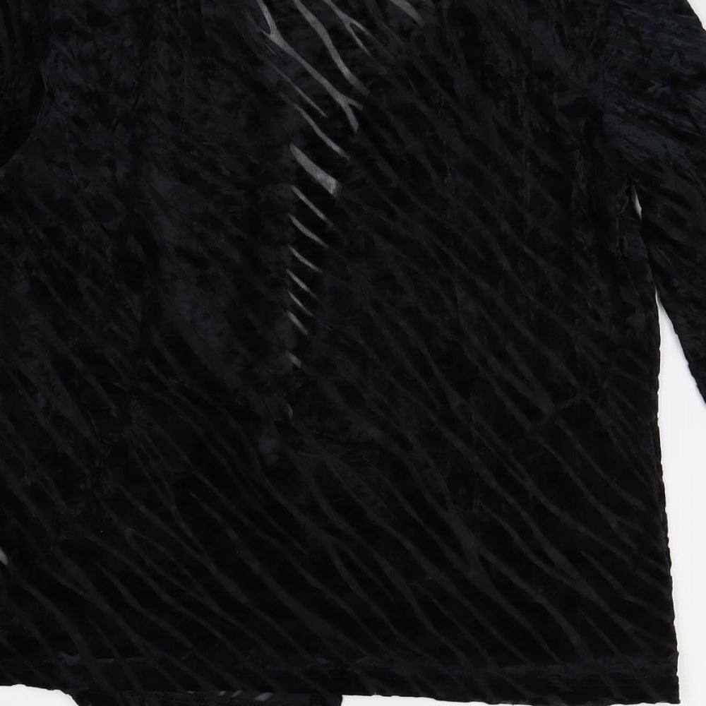 Falcini Womens Black Animal Print  Basic Blouse Size 10