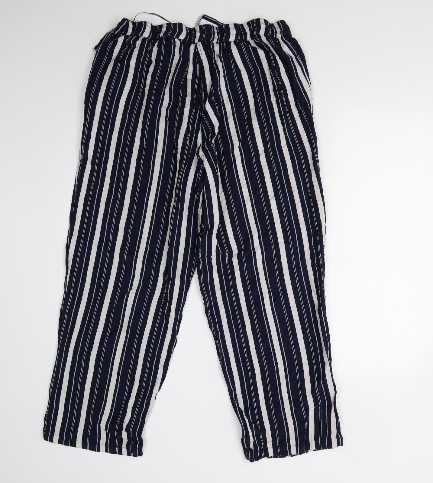 Anthology Womens Blue Striped  Trousers  Size 18 L29 in