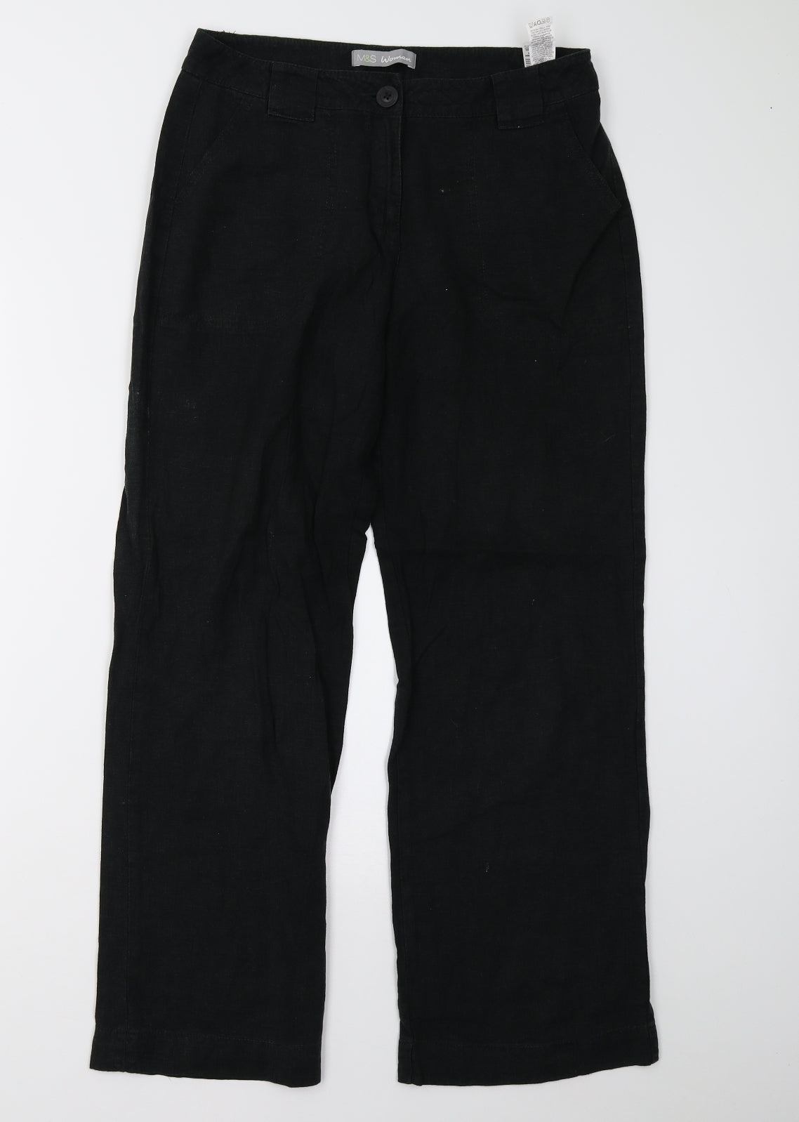 M&S Womens Black   Trousers  Size 8 L27 in