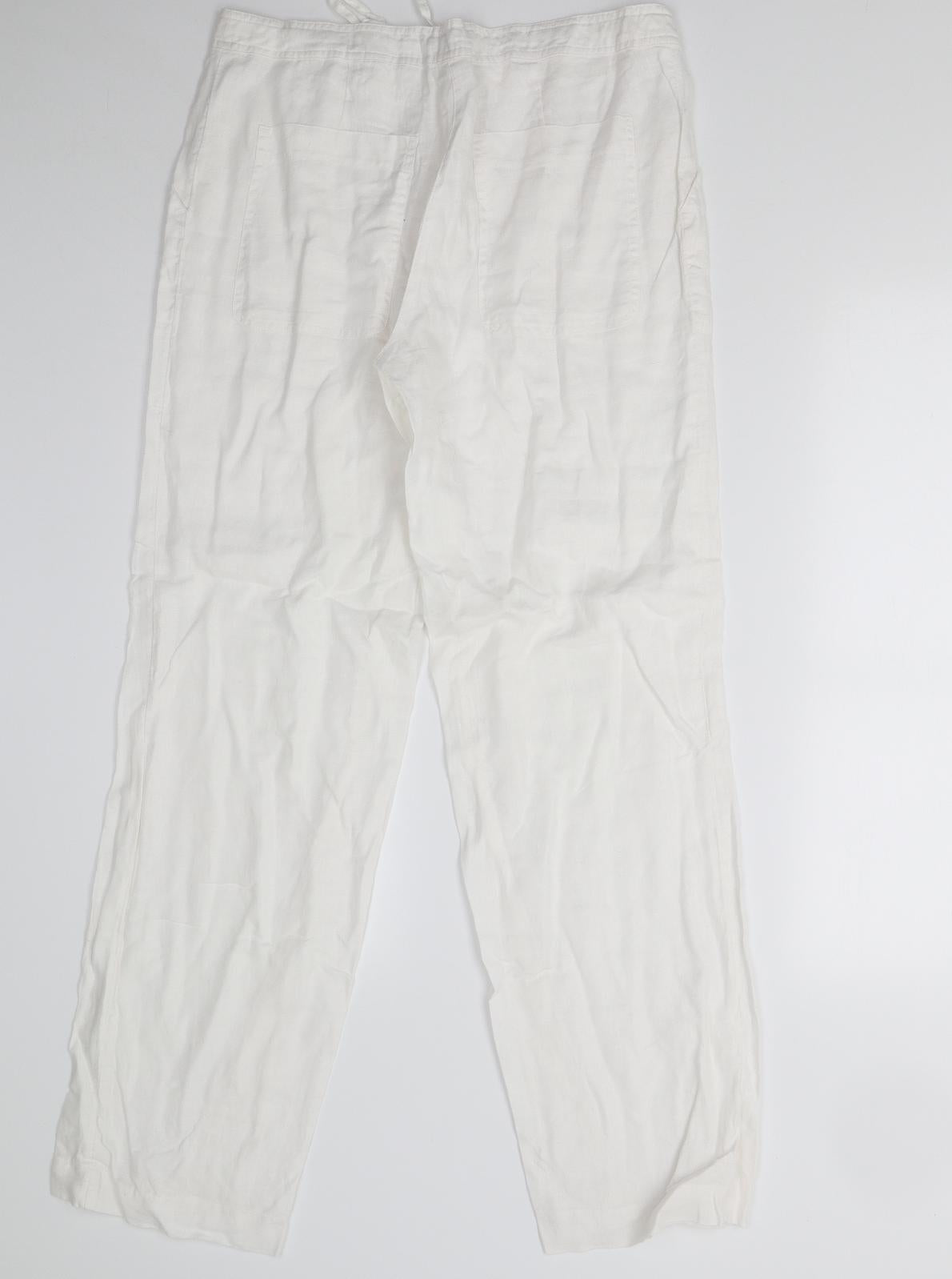 H&M Womens White   Trousers  Size 12 L31 in