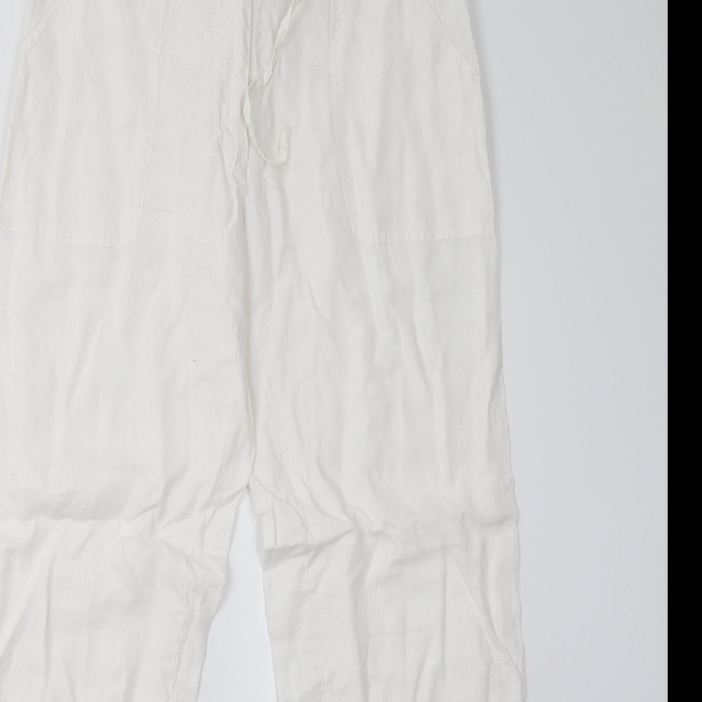 H&M Womens White   Trousers  Size 12 L31 in