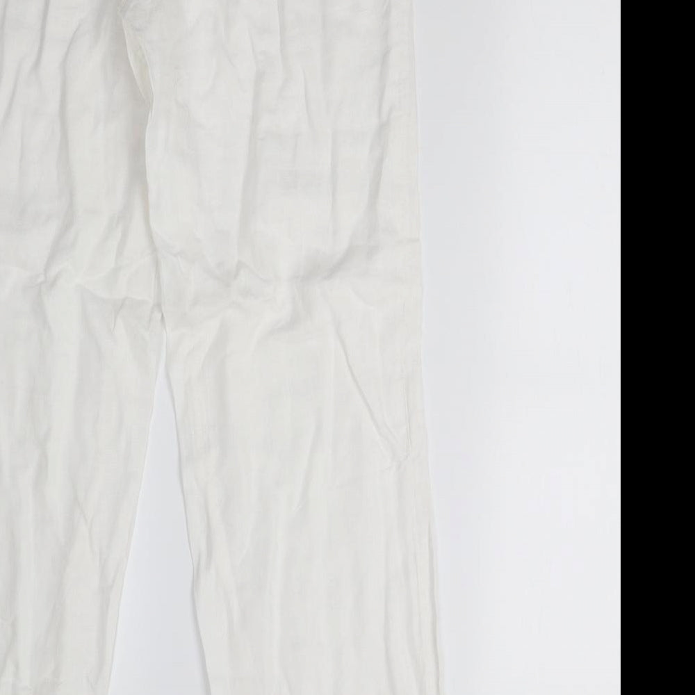 H&M Womens White   Trousers  Size 12 L31 in