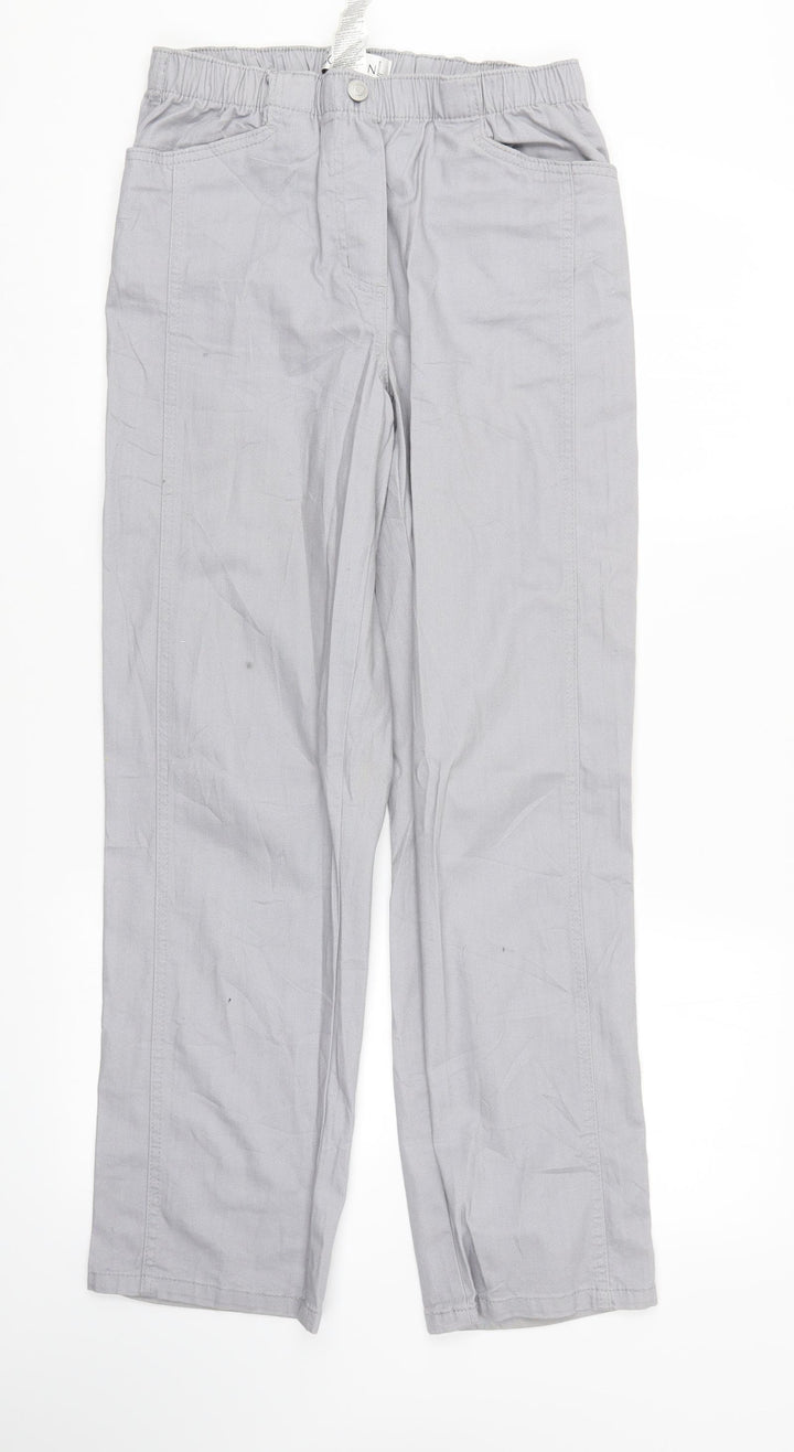 Collection L Womens Grey Denim Straight Jeans Size 14 L29 in - Elastic Waist