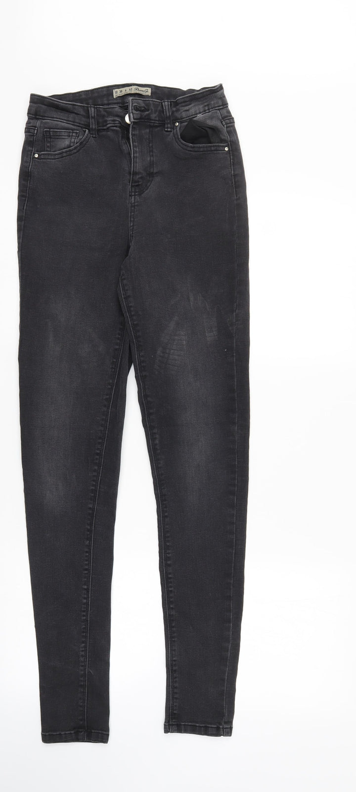 Denim & Co. Womens Black Denim Straight Jeans Size 10 L30 in
