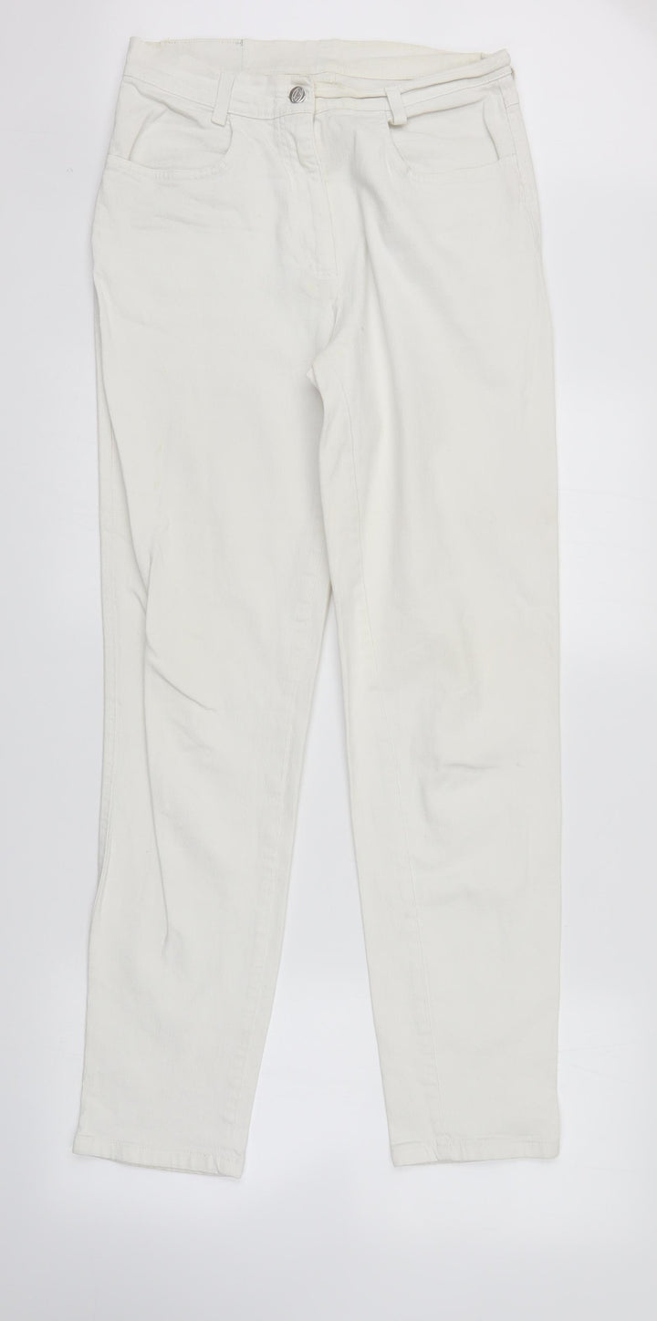 Porto Blue Womens White Denim Straight Jeans Size 14 L31 in