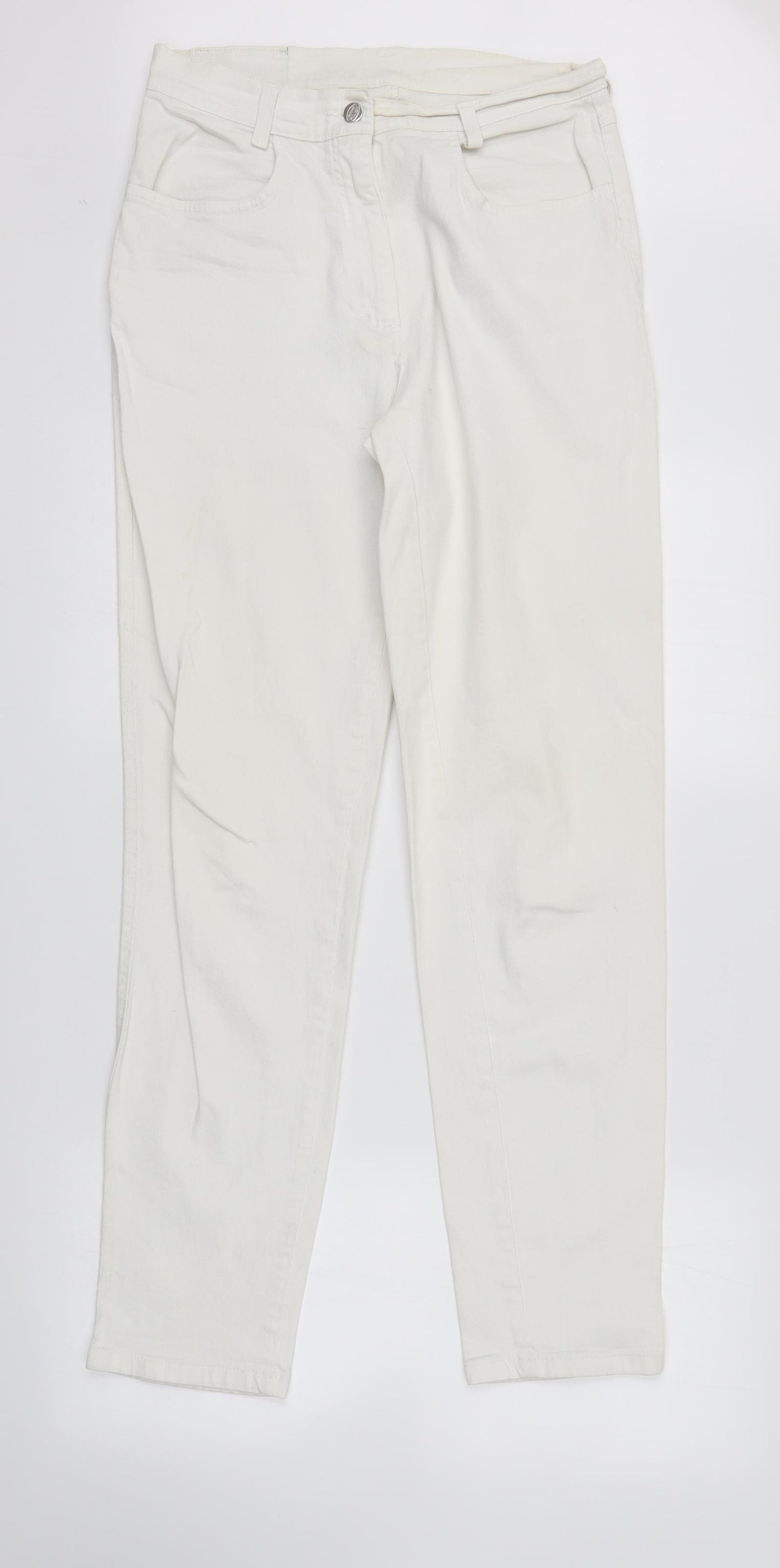 Porto Blue Womens White  Denim Straight Jeans Size 14 L31 in