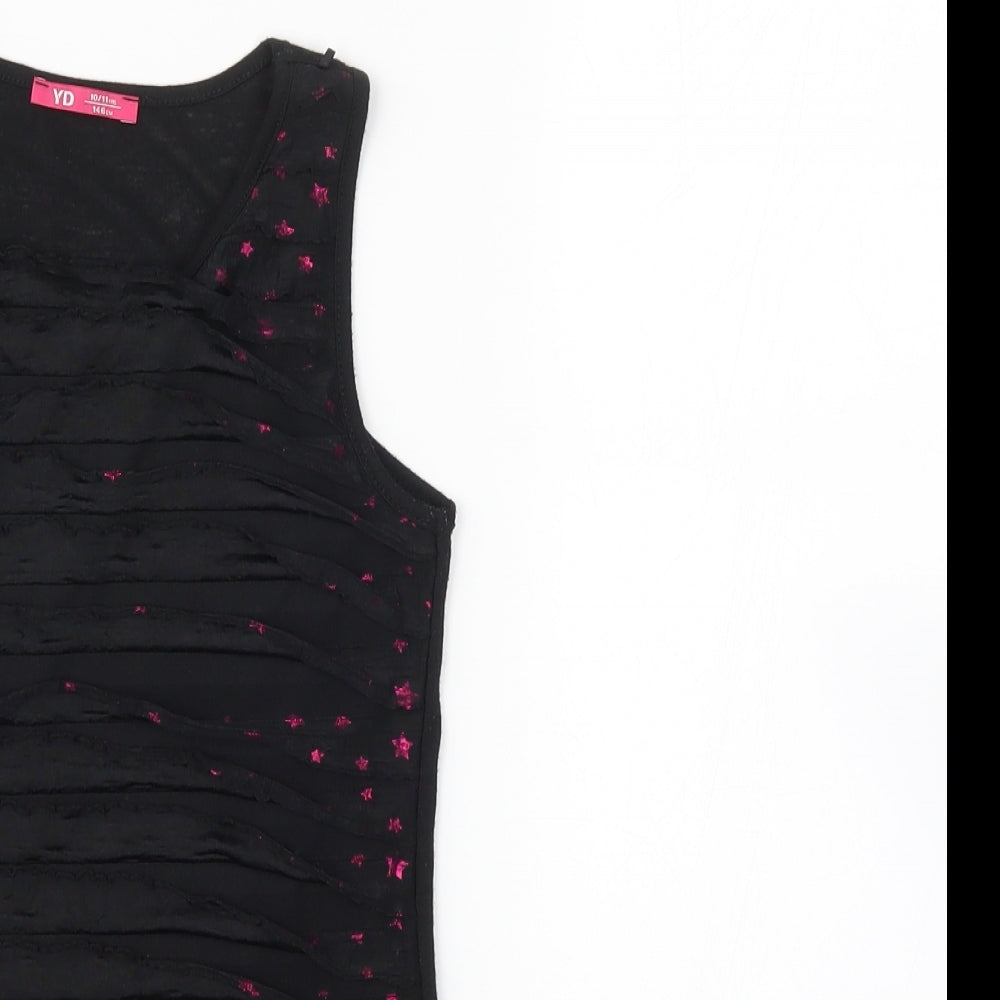 YD Girls Black   Basic Tank Size 10-11 Years