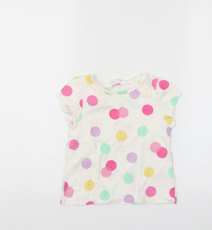 H&M Girls Multicoloured Polka Dot  Basic T-Shirt Size 5 Years