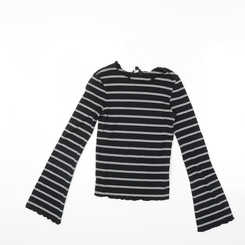 New Look Womens Black Striped  Pullover Jumper Size 8