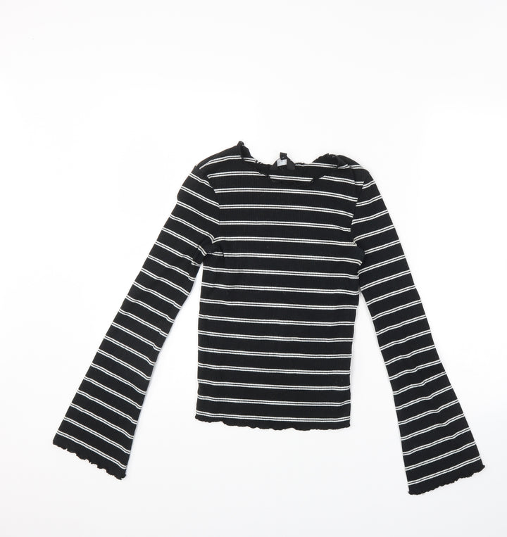 New Look Womens Black Striped Pullover Jumper Size 8