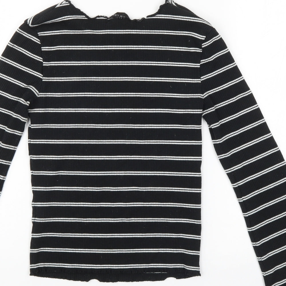 New Look Womens Black Striped  Pullover Jumper Size 8