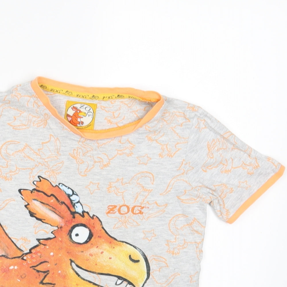 TU Boys Grey   Basic T-Shirt Size 5-6 Years  - Dragon Print