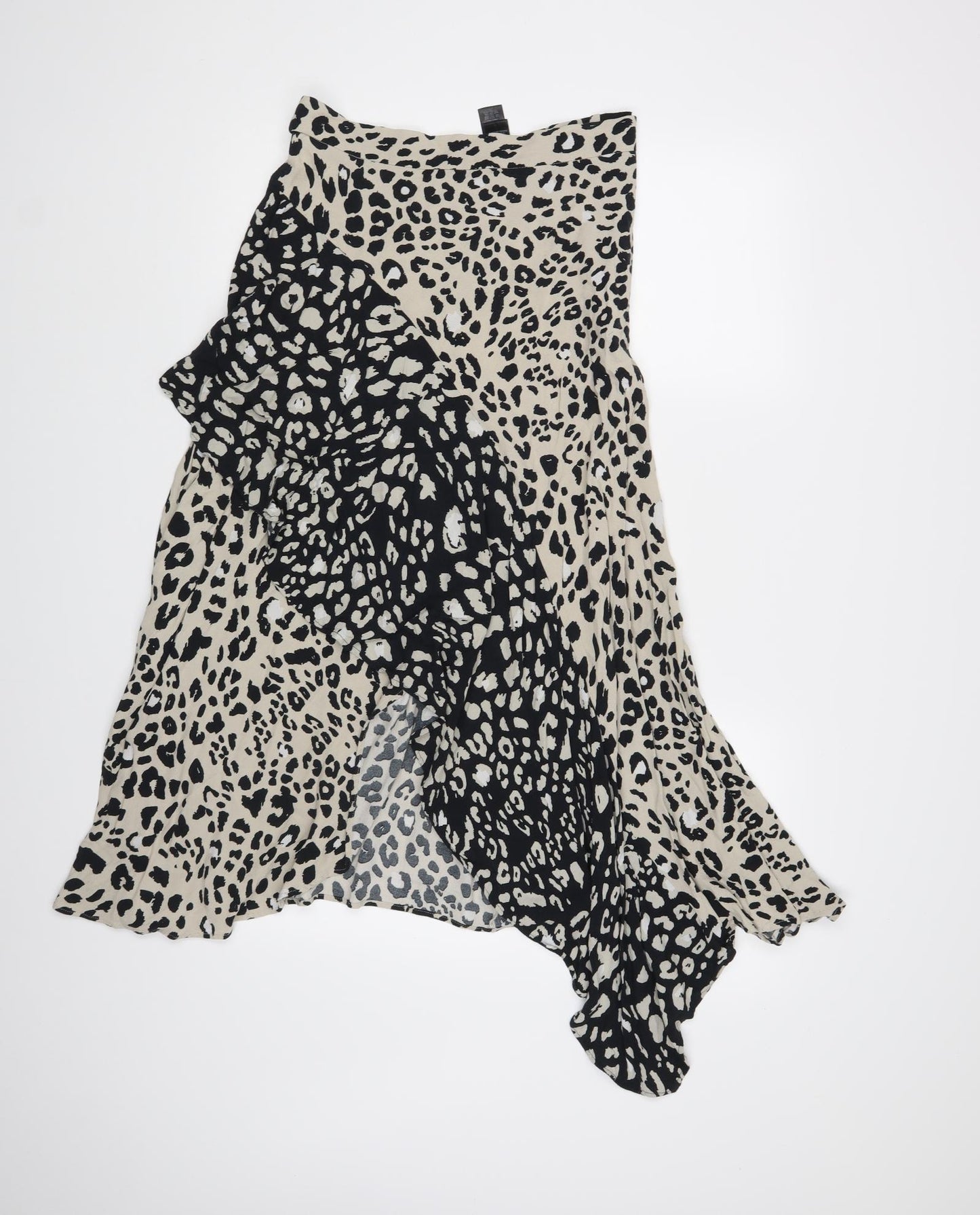 M&S Womens Beige Animal Print  Flare Skirt Size 12