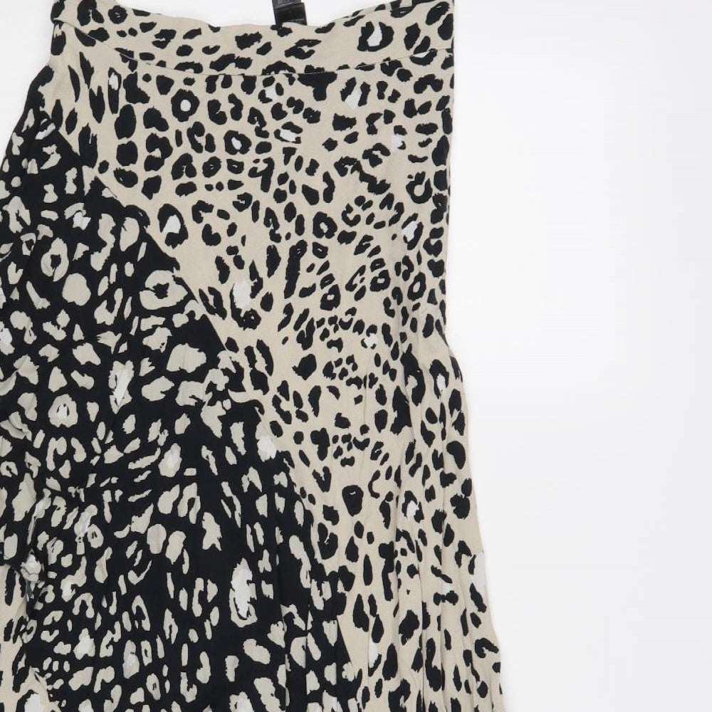 M&S Womens Beige Animal Print  Flare Skirt Size 12