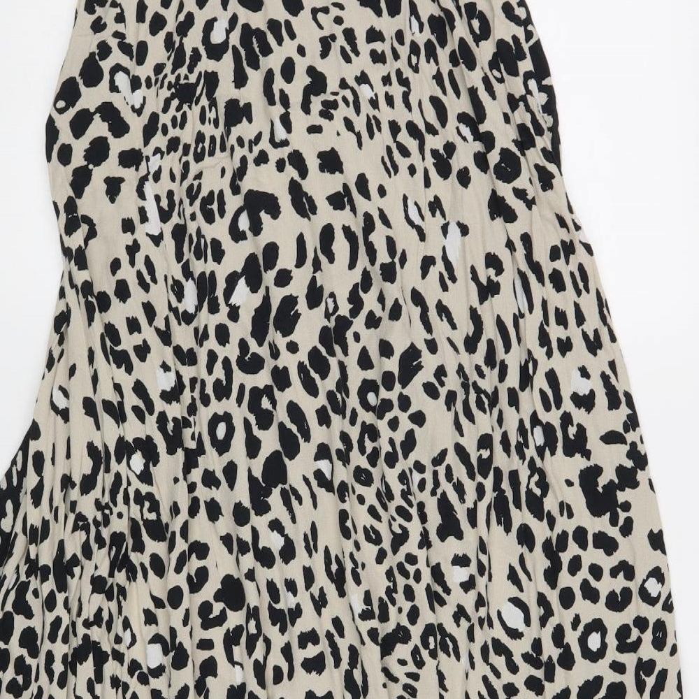 M&S Womens Beige Animal Print  Flare Skirt Size 12