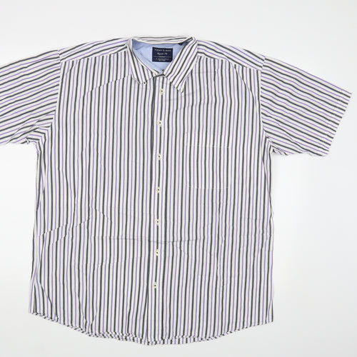 Today's Man Mens White Striped   Button-Up Size XL