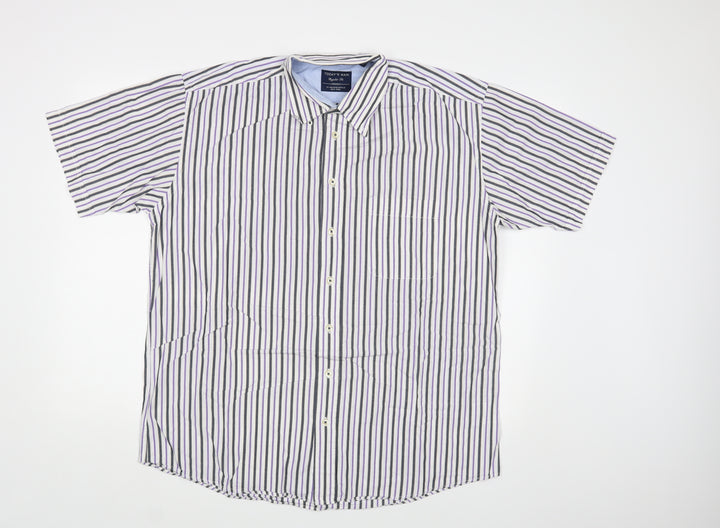 Today's Man Mens White Striped Button-Up Size XL
