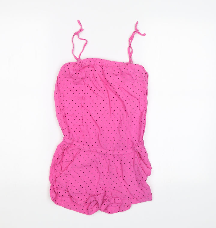 H&M Girls Pink Polka Dot Playsuit One-Piece Size 10 Years