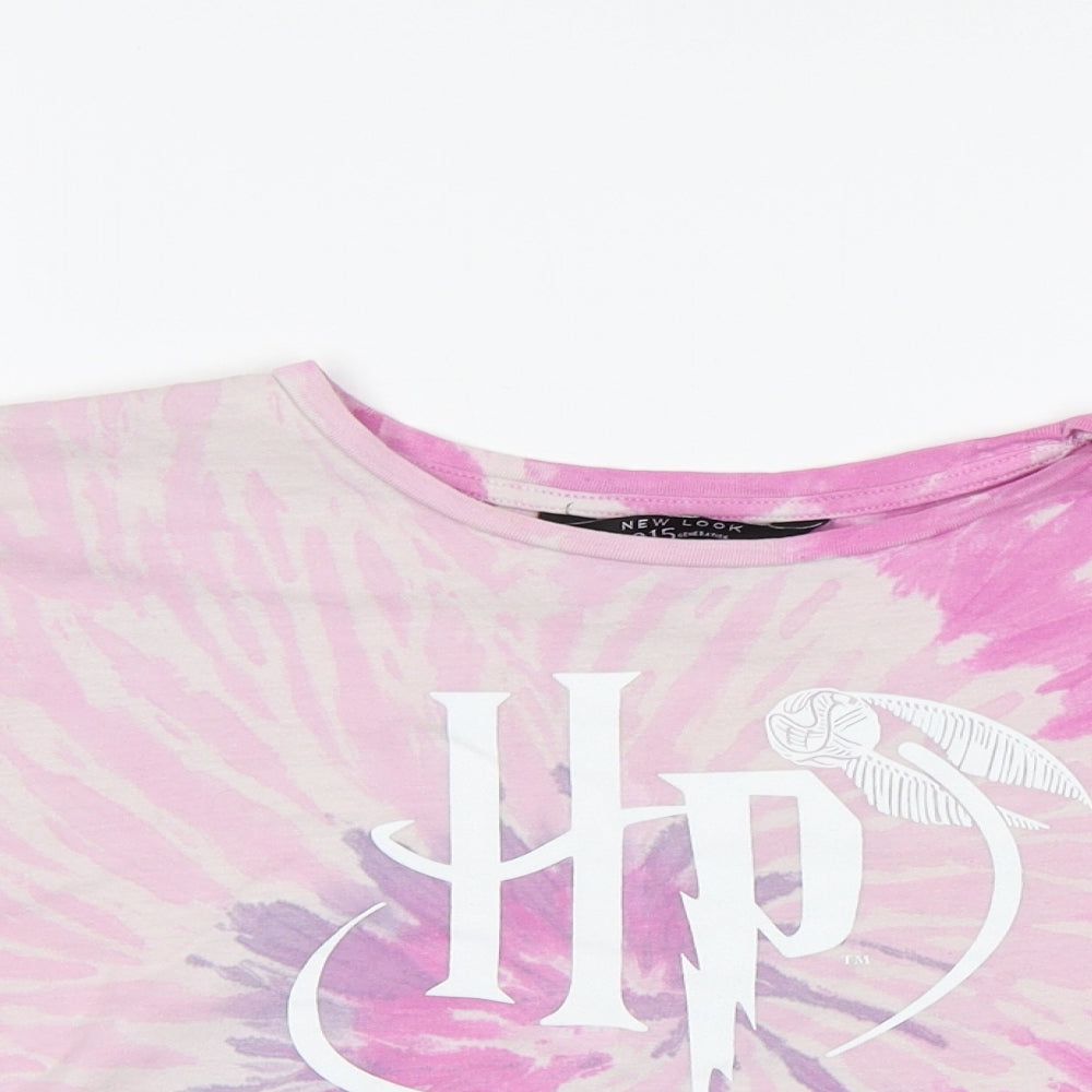 New Look Girls Pink Geometric  Cropped T-Shirt Size 14 Years  - Harry Potter