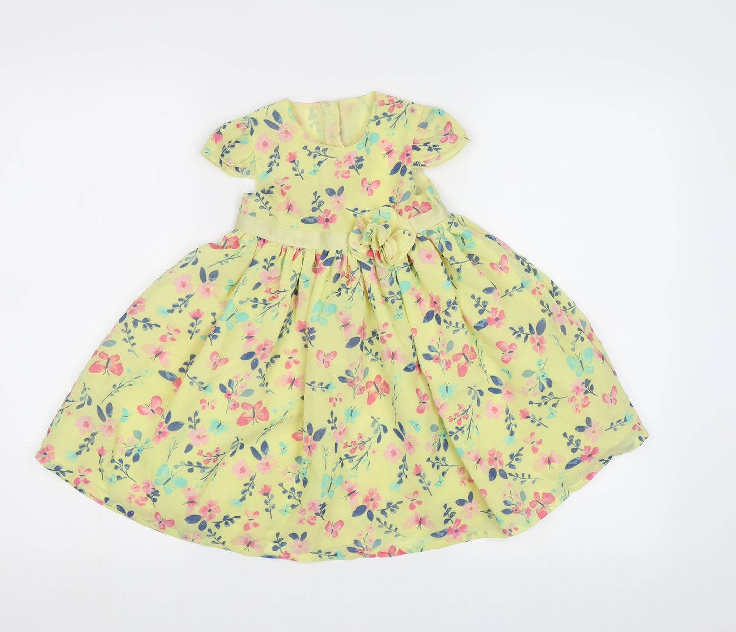 George Girls Yellow Floral  Fit & Flare  Size 2 Years
