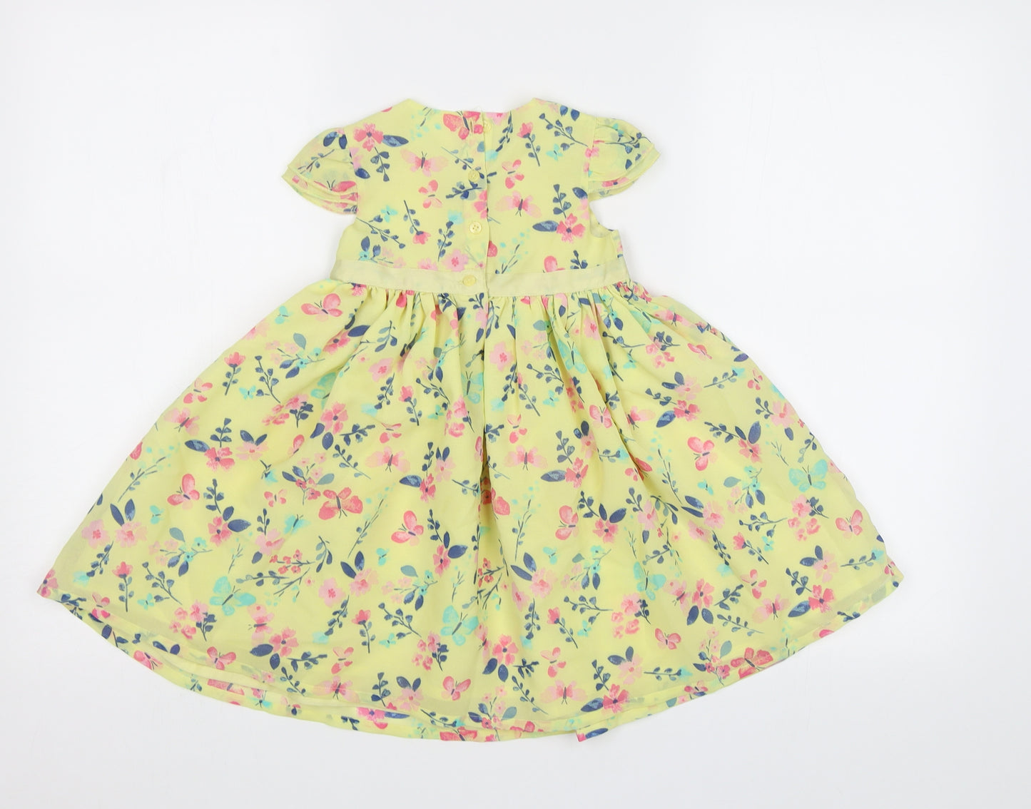 George Girls Yellow Floral  Fit & Flare  Size 2 Years