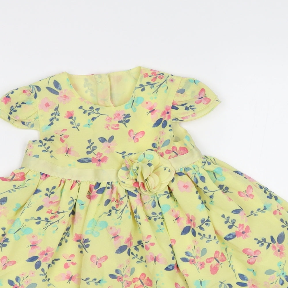 George Girls Yellow Floral  Fit & Flare  Size 2 Years