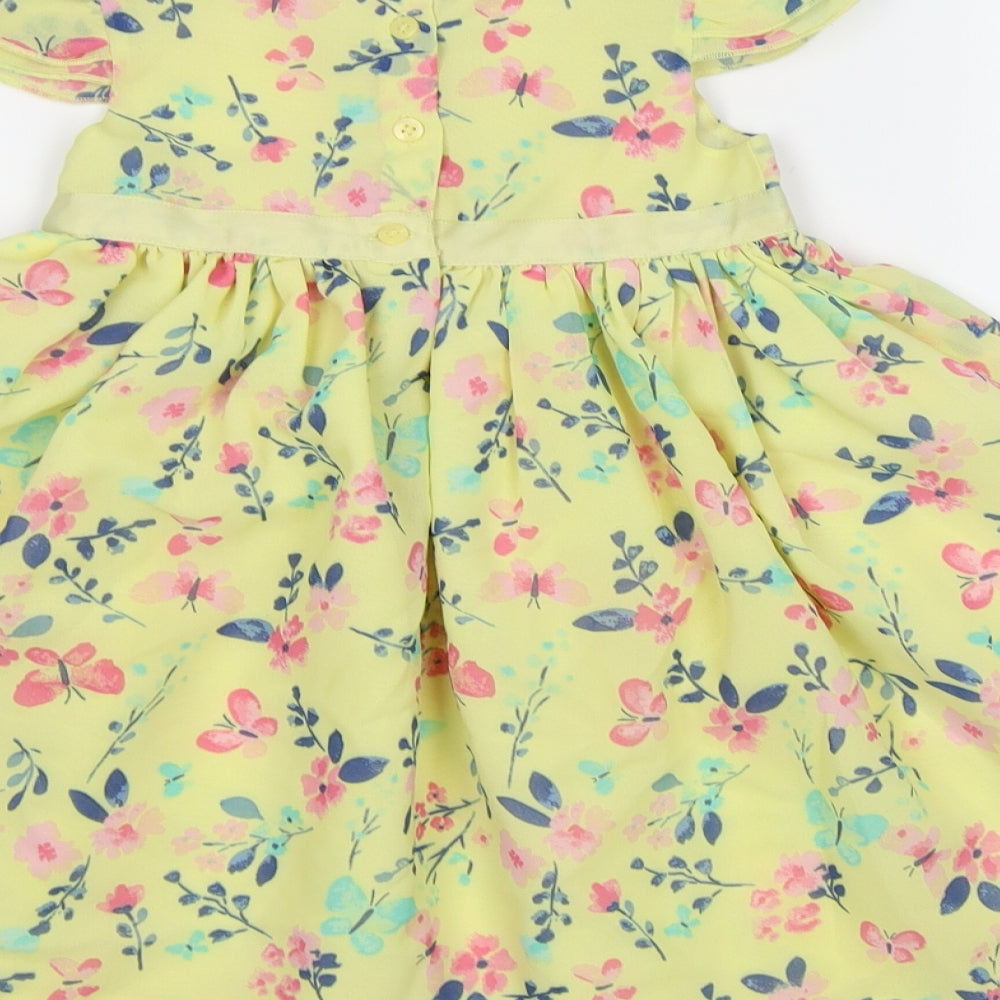 George Girls Yellow Floral  Fit & Flare  Size 2 Years