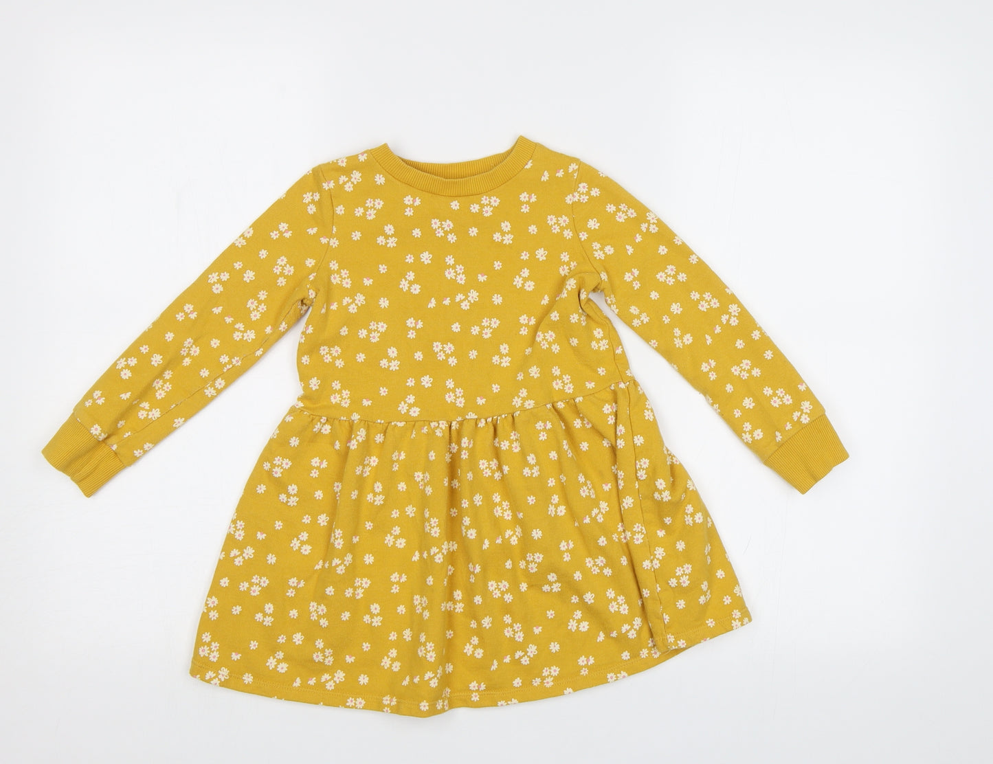 F&F Girls Yellow Floral  Fit & Flare  Size 5-6 Years