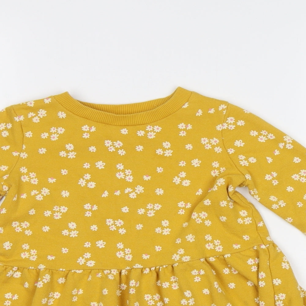 F&F Girls Yellow Floral  Fit & Flare  Size 5-6 Years