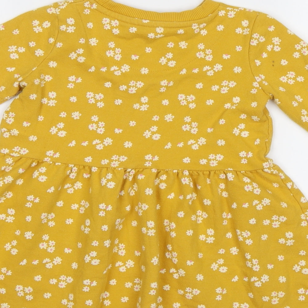 F&F Girls Yellow Floral  Fit & Flare  Size 5-6 Years