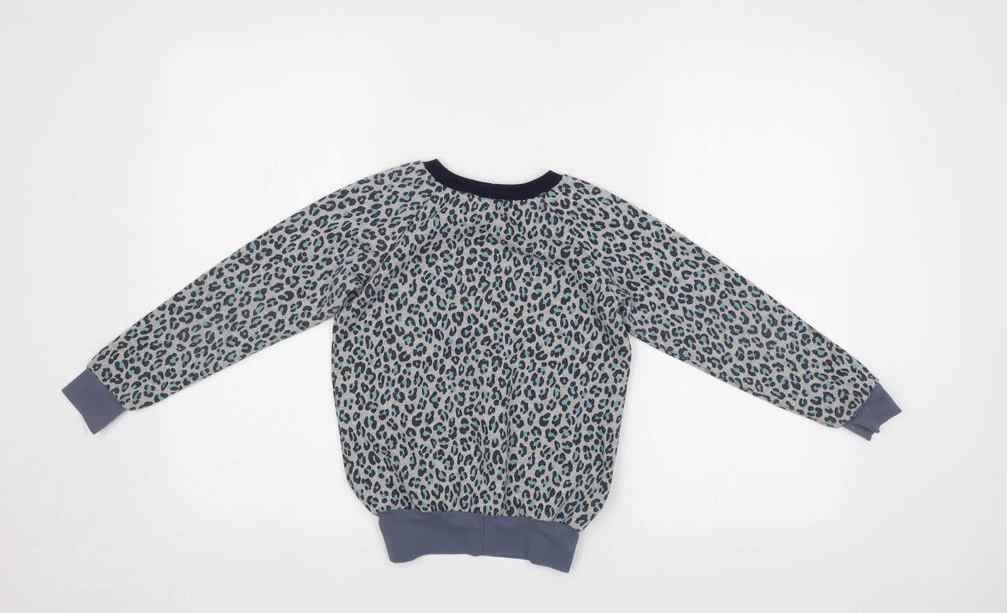 Preworn Girls Blue Animal Print  Pullover Sweatshirt Size 6-7 Years