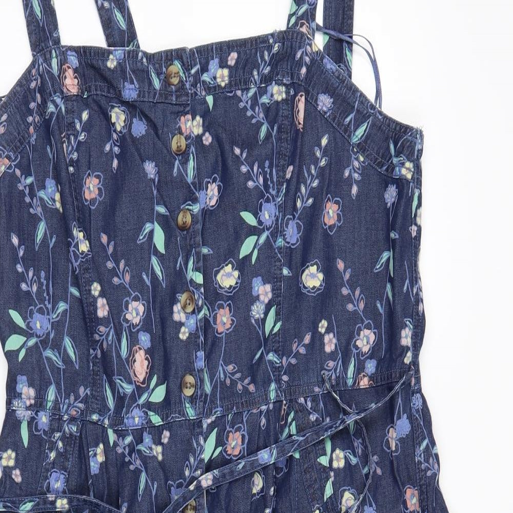 TU Womens Blue Fair Isle  Pinafore/Dungaree Dress  Size 14