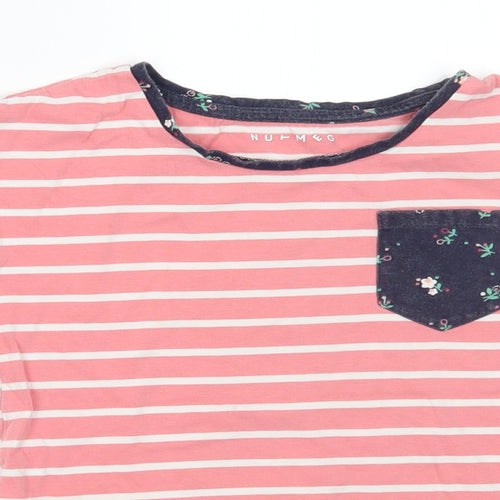 Nutmeg Girls Pink Striped   Pyjama Top Size 6-7 Years