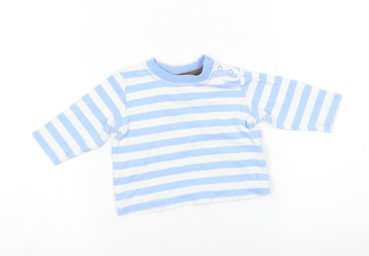 George Baby White Striped Basic T-Shirt Size 0-3 Months -