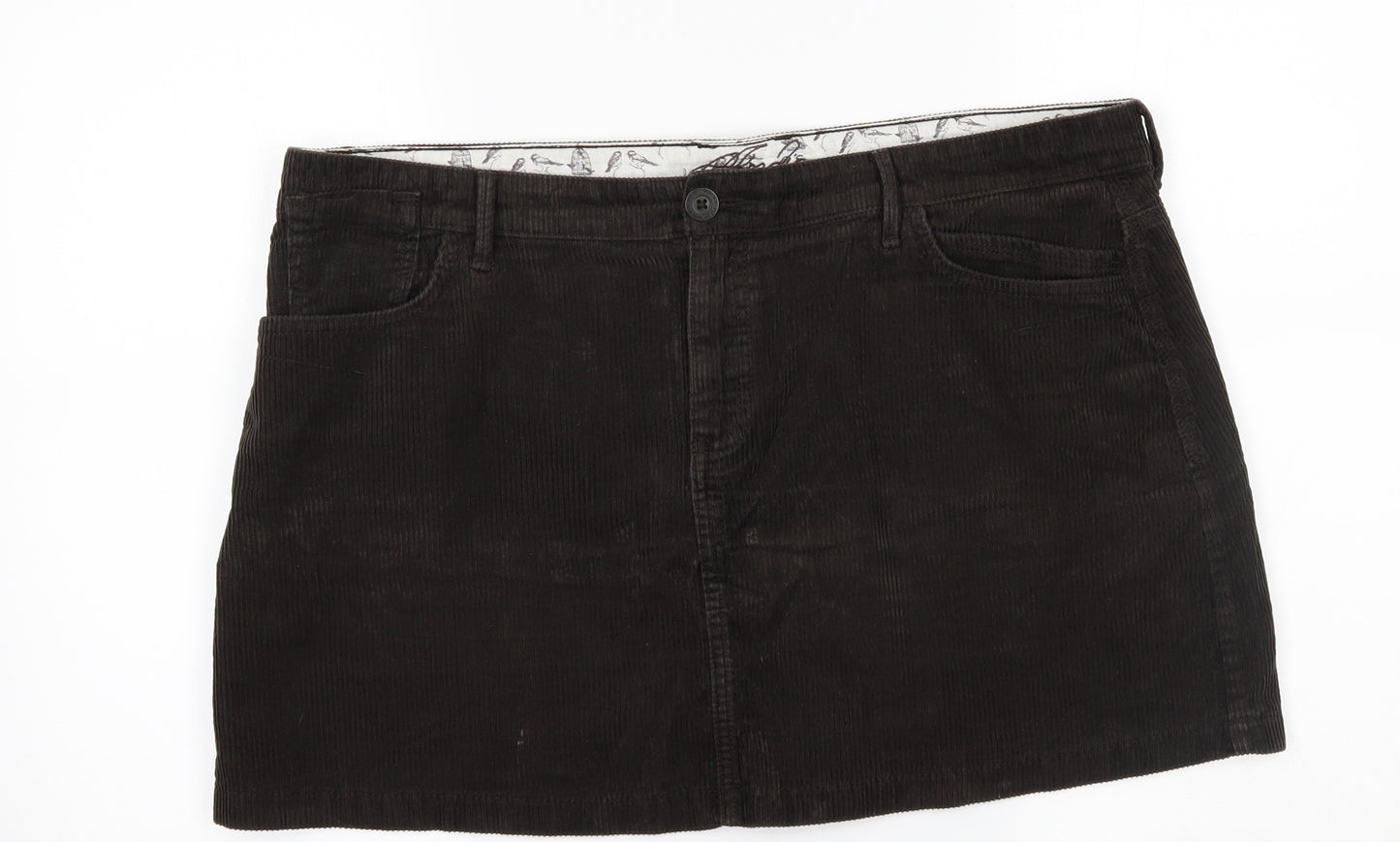 M&S Womens Brown  Corduroy Mini Skirt Size 18